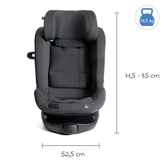 Joie Signature Reboarder-Kindersitz i-Spin XL i-Size 360° drehbar ab Geburt - 12 Jahre (40 cm -150 cm) inkl. Sitzverkleinerer & Isofix-Basis - Signature - Ebony