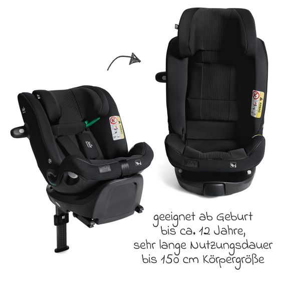 Joie Signature Reboarder-Kindersitz i-Spin XL i-Size 360° drehbar ab Geburt - 12 Jahre (40 cm -150 cm) inkl. Sitzverkleinerer & Isofix-Basis - Signature - Eclipse