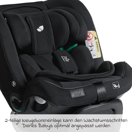 Joie Signature Reboarder-Kindersitz i-Spin XL i-Size 360° drehbar ab Geburt - 12 Jahre (40 cm -150 cm) inkl. Sitzverkleinerer & Isofix-Basis - Signature - Eclipse