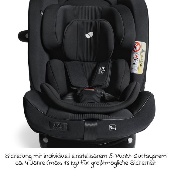 Joie Signature Reboarder-Kindersitz i-Spin XL i-Size 360° drehbar ab Geburt - 12 Jahre (40 cm -150 cm) inkl. Sitzverkleinerer & Isofix-Basis - Signature - Eclipse