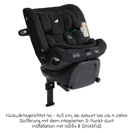 Joie Signature Reboarder-Kindersitz i-Spin XL i-Size 360° drehbar ab Geburt - 12 Jahre (40 cm -150 cm) inkl. Sitzverkleinerer & Isofix-Basis - Signature - Eclipse