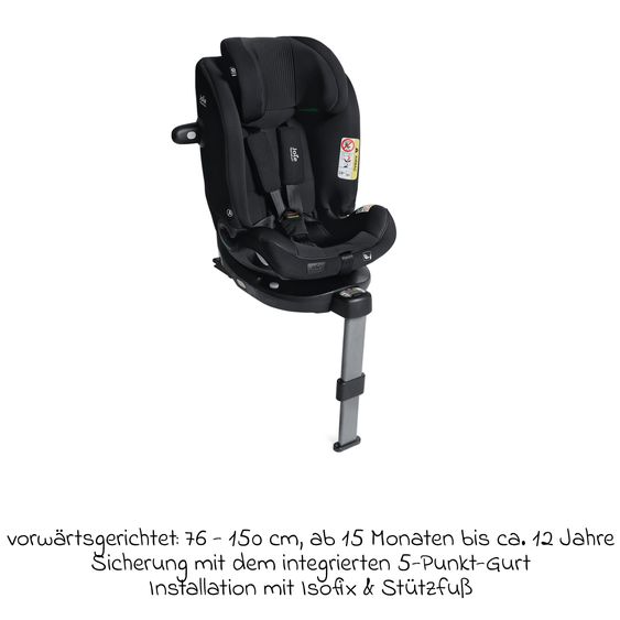 Joie Signature Reboarder-Kindersitz i-Spin XL i-Size 360° drehbar ab Geburt - 12 Jahre (40 cm -150 cm) inkl. Sitzverkleinerer & Isofix-Basis - Signature - Eclipse