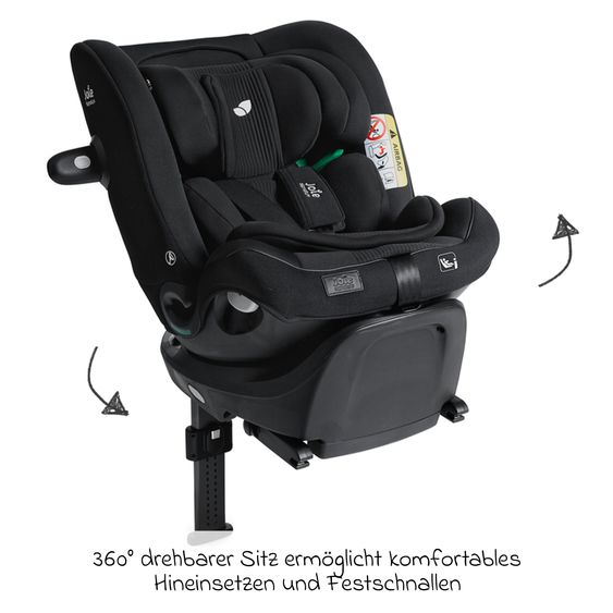 Joie Signature Reboarder-Kindersitz i-Spin XL i-Size 360° drehbar ab Geburt - 12 Jahre (40 cm -150 cm) inkl. Sitzverkleinerer & Isofix-Basis - Signature - Eclipse