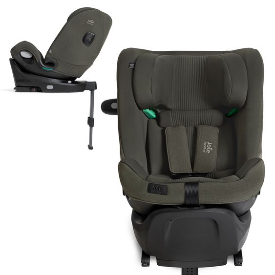 Joie Signature Reboarder-Kindersitz i-Spin XL i-Size 360° drehbar ab Geburt - 12 Jahre (40 cm -150 cm) inkl. Sitzverkleinerer & Isofix-Basis - Signature - Evergreen