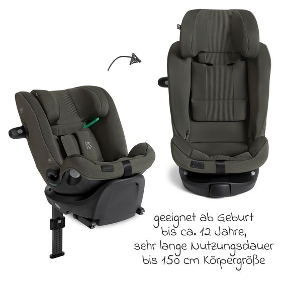 Joie Signature Reboarder-Kindersitz i-Spin XL i-Size 360° drehbar ab Geburt - 12 Jahre (40 cm -150 cm) inkl. Sitzverkleinerer & Isofix-Basis - Signature - Evergreen