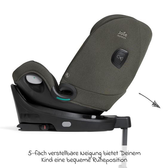 Joie Signature Reboarder-Kindersitz i-Spin XL i-Size 360° drehbar ab Geburt - 12 Jahre (40 cm -150 cm) inkl. Sitzverkleinerer & Isofix-Basis - Signature - Evergreen