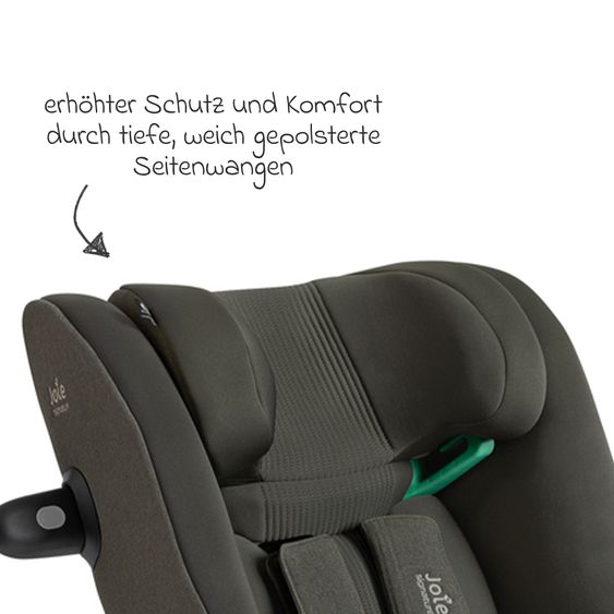 Joie Signature Reboarder-Kindersitz i-Spin XL i-Size 360° drehbar ab Geburt - 12 Jahre (40 cm -150 cm) inkl. Sitzverkleinerer & Isofix-Basis - Signature - Evergreen