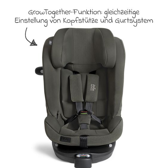 Joie Signature Reboarder-Kindersitz i-Spin XL i-Size 360° drehbar ab Geburt - 12 Jahre (40 cm -150 cm) inkl. Sitzverkleinerer & Isofix-Basis - Signature - Evergreen