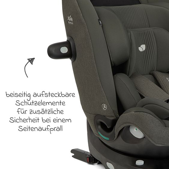 Joie Signature Reboarder-Kindersitz i-Spin XL i-Size 360° drehbar ab Geburt - 12 Jahre (40 cm -150 cm) inkl. Sitzverkleinerer & Isofix-Basis - Signature - Evergreen