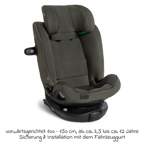 Joie Signature Reboarder-Kindersitz i-Spin XL i-Size 360° drehbar ab Geburt - 12 Jahre (40 cm -150 cm) inkl. Sitzverkleinerer & Isofix-Basis - Signature - Evergreen