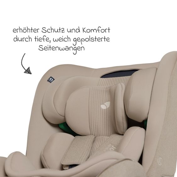 Joie Signature Reboarder-Kindersitz i-Spin XL i-Size 360° drehbar ab Geburt - 12 Jahre (40 cm -150 cm) inkl. Sitzverkleinerer & Isofix-Basis - Signature - Sandstone