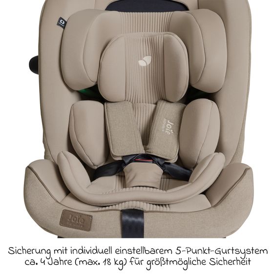 Joie Signature Reboarder-Kindersitz i-Spin XL i-Size 360° drehbar ab Geburt - 12 Jahre (40 cm -150 cm) inkl. Sitzverkleinerer & Isofix-Basis - Signature - Sandstone