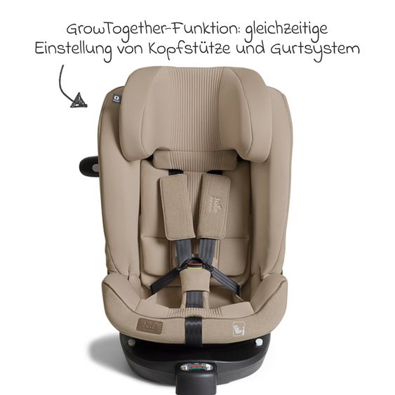 Joie Signature Reboarder-Kindersitz i-Spin XL i-Size 360° drehbar ab Geburt - 12 Jahre (40 cm -150 cm) inkl. Sitzverkleinerer & Isofix-Basis - Signature - Sandstone