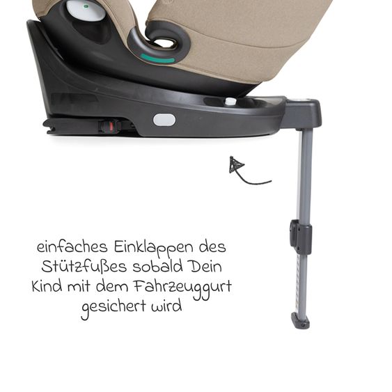 Joie Signature Reboarder-Kindersitz i-Spin XL i-Size 360° drehbar ab Geburt - 12 Jahre (40 cm -150 cm) inkl. Sitzverkleinerer & Isofix-Basis - Signature - Sandstone