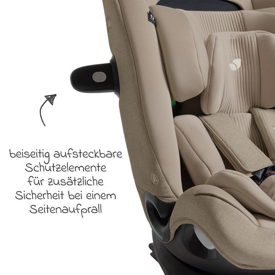 Joie Signature Reboarder-Kindersitz i-Spin XL i-Size 360° drehbar ab Geburt - 12 Jahre (40 cm -150 cm) inkl. Sitzverkleinerer & Isofix-Basis - Signature - Sandstone