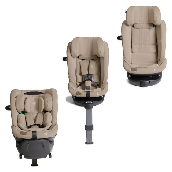 Joie Signature Reboarder-Kindersitz i-Spin XL i-Size 360° drehbar ab Geburt - 12 Jahre (40 cm -150 cm) inkl. Sitzverkleinerer & Isofix-Basis - Signature - Sandstone