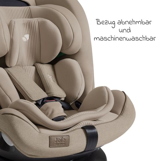 Joie Signature Reboarder-Kindersitz i-Spin XL i-Size 360° drehbar ab Geburt - 12 Jahre (40 cm -150 cm) inkl. Sitzverkleinerer & Isofix-Basis - Signature - Sandstone