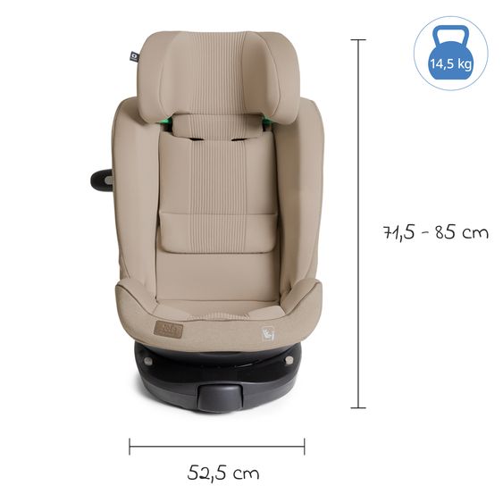 Joie Signature Reboarder-Kindersitz i-Spin XL i-Size 360° drehbar ab Geburt - 12 Jahre (40 cm -150 cm) inkl. Sitzverkleinerer & Isofix-Basis - Signature - Sandstone