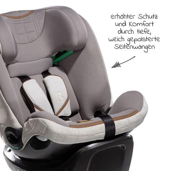 Joie Signature Reboarder-Kindersitz i-Spin XL i-Size ab Geburt - 12 Jahre (40 cm - 150 cm) 360° drehbar inkl. Isofix-Basis - Signature - Oyster