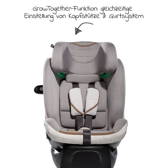 Joie Signature Reboarder-Kindersitz i-Spin XL i-Size ab Geburt - 12 Jahre (40 cm - 150 cm) 360° drehbar inkl. Isofix-Basis - Signature - Oyster