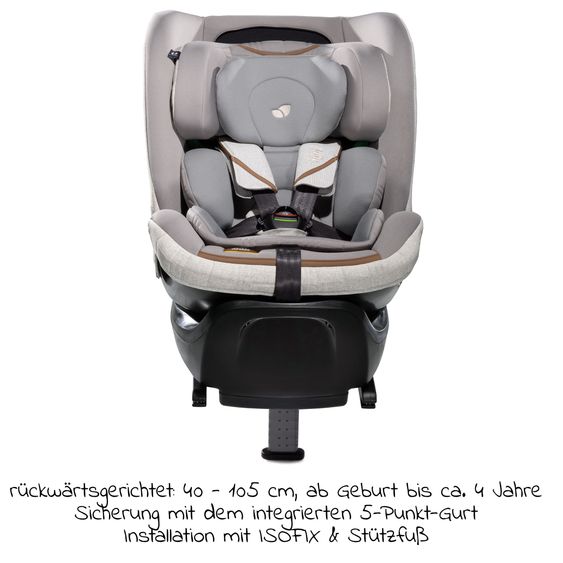 Joie Signature Reboarder-Kindersitz i-Spin XL i-Size ab Geburt - 12 Jahre (40 cm - 150 cm) 360° drehbar inkl. Isofix-Basis - Signature - Oyster
