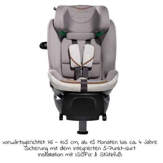 Joie Signature Reboarder-Kindersitz i-Spin XL i-Size ab Geburt - 12 Jahre (40 cm - 150 cm) 360° drehbar inkl. Isofix-Basis - Signature - Oyster