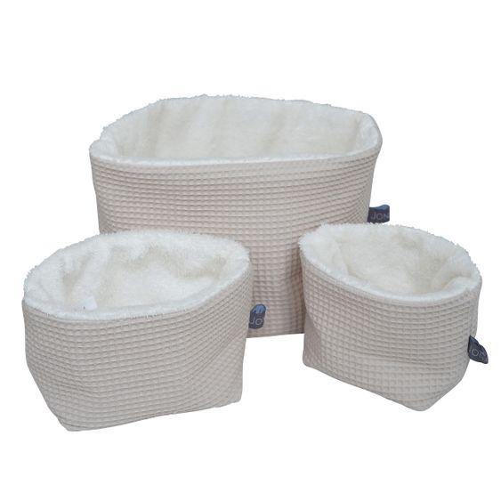 JONALEE. Storage Basket / Utensilos 3 Pack - Waffle - Terry - Light Beige / Cream