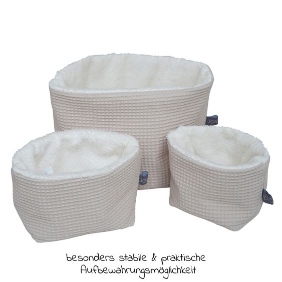 JONALEE. Storage Basket / Utensilos 3 Pack - Waffle - Terry - Light Beige / Cream