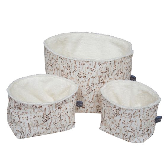 JONALEE. Aufbewahrungskorb / Utensilos 3er Pack - Zweige - Frottee - Creme