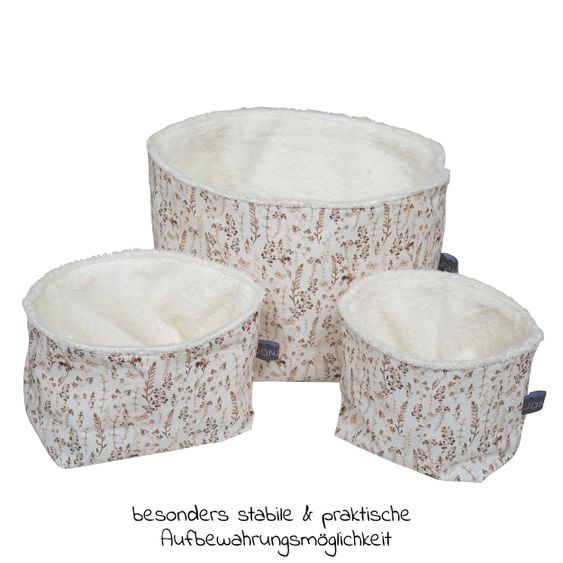 JONALEE. Aufbewahrungskorb / Utensilos 3er Pack - Zweige - Frottee - Creme