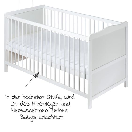 jonka Babybett-Komplett-Set Mona inkl. Bettwäsche, Himmel, Nestchen & Matratze 70 x 140 cm - Eulenpaar - Weiß