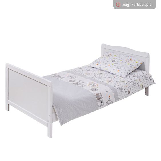 jonka Babybett-Komplett-Set Mona inkl. Bettwäsche, Himmel, Nestchen & Matratze 70 x 140 cm - Sterne - Weiß