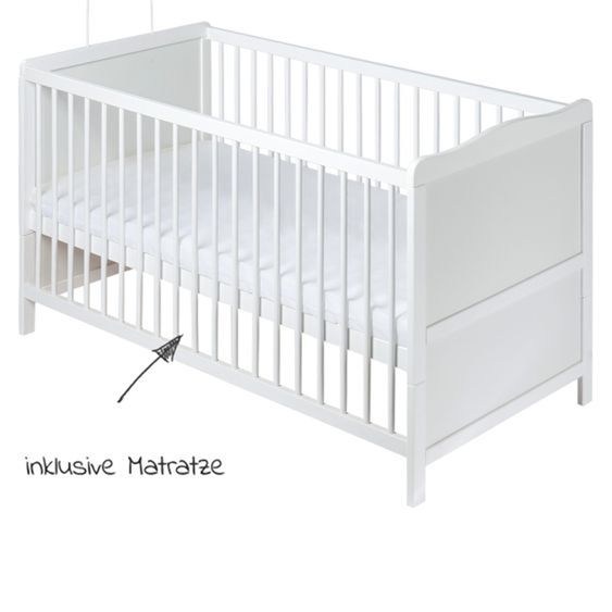 jonka Babybett-Komplett-Set Mona inkl. Bettwäsche, Himmel, Nestchen & Matratze 70 x 140 cm - Sterne - Weiß