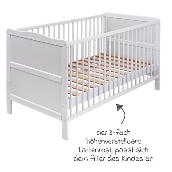 jonka Babybett-Komplett-Set Mona inkl. Bettwäsche, Himmel, Nestchen & Matratze 70 x 140 cm - Sterne - Weiß