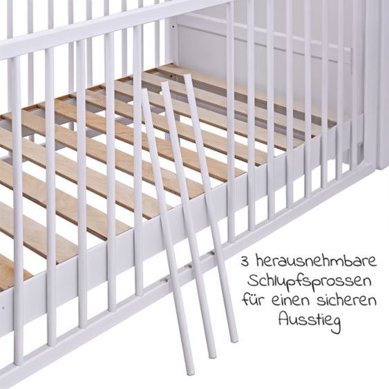 jonka Babybett-Komplett-Set Mona inkl. Bettwäsche, Himmel, Nestchen & Matratze 70 x 140 cm - Sterne - Weiß