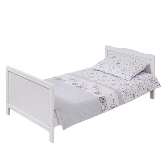 jonka Babybett-Komplett-Set Sina inkl. Bettwäsche, Himmel, Nestchen & Matratze 60 x 120 cm - Eule - Weiß