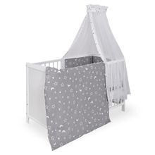 Babybett-Komplett-Set Sina inkl. Bettwäsche, Himmel, Nestchen & Matratze 60 x 120 cm - Luna - Weiß