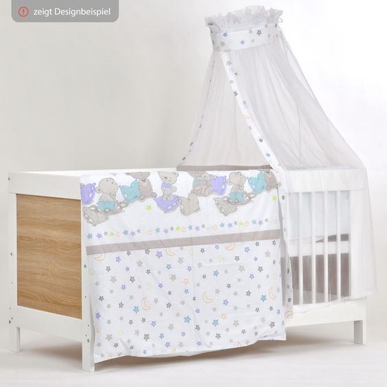 jonka Baby bed and crib Erwin with 3-way height-adjustable slatted frame and 3 rungs 70 x 140 cm - White oak