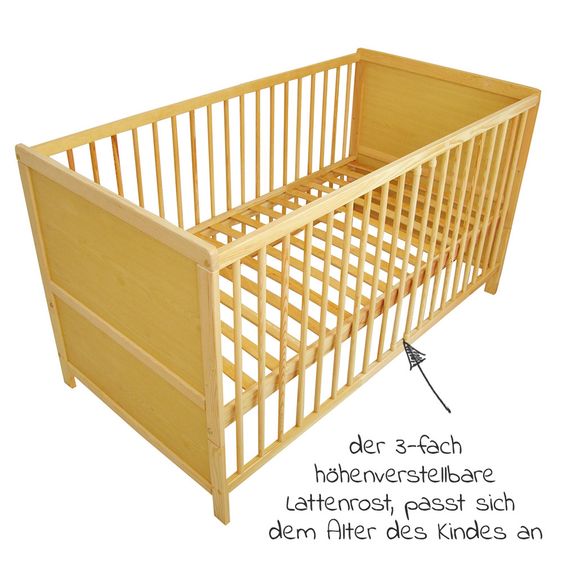 jonka Baby crib and crib Leni 70 x 140 cm - nature