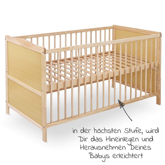 jonka Baby crib and crib Leni 70 x 140 cm - nature