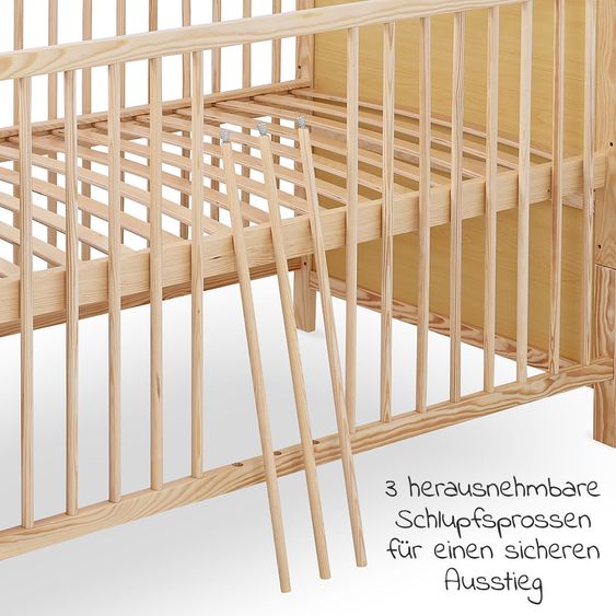 jonka Baby crib and crib Leni 70 x 140 cm - nature