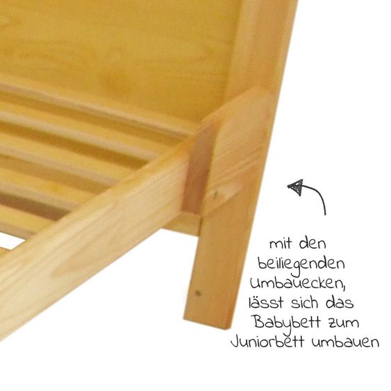 jonka Baby crib and crib Leni 70 x 140 cm - nature