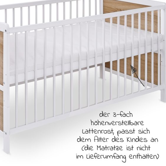 jonka Baby crib and crib Max 70 x 140 cm - White Oak