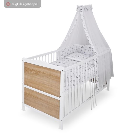 jonka Baby crib and crib Max 70 x 140 cm - White Oak