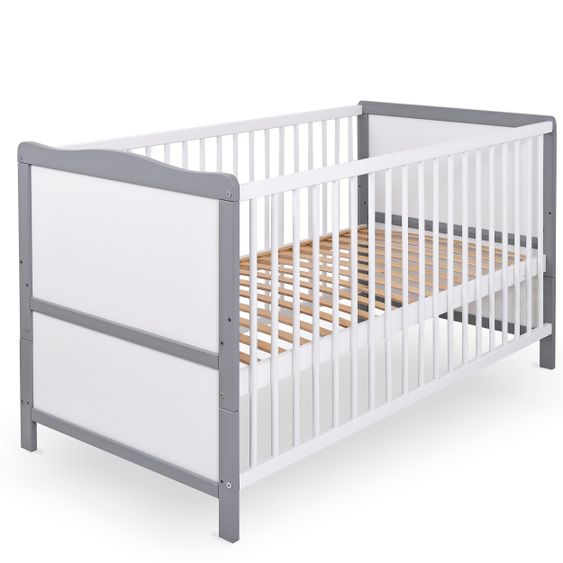 jonka Baby crib and crib Moritz 70 x 140 cm - White Gray