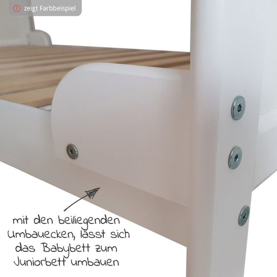 jonka Baby crib and crib Moritz 70 x 140 cm - White Gray