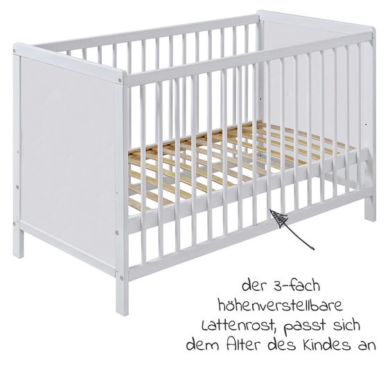 jonka Cot Sina pine 60 x 120 cm - White