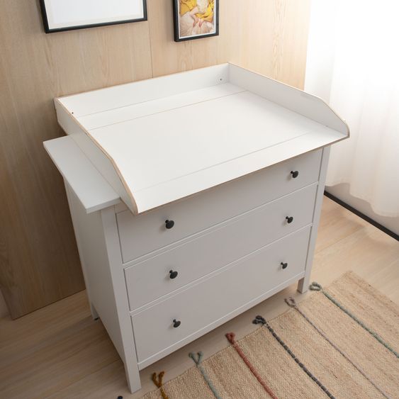 jonka Wickel-Set für IKEA Hemnes Kommode inkl. Wickelaufsatz & Wickelauflage - Weiß Grau