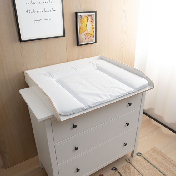 jonka Wickel-Set für IKEA Hemnes Kommode inkl. Wickelaufsatz & Wickelauflage - Weiß Grau