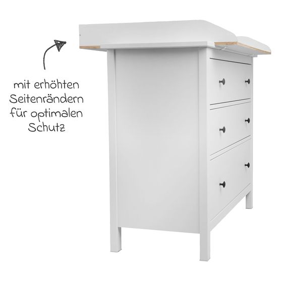 jonka Wickel-Set für IKEA Hemnes Kommode inkl. Wickelaufsatz & Wickelauflage - Weiß Grau